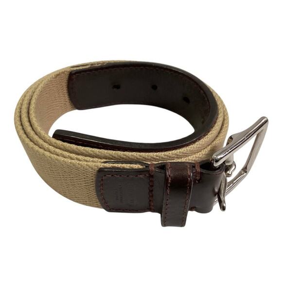 COACH Chocolate Brown Leather & Beige Canvas Casual Belt Womens Size 34/85 cm main image 4